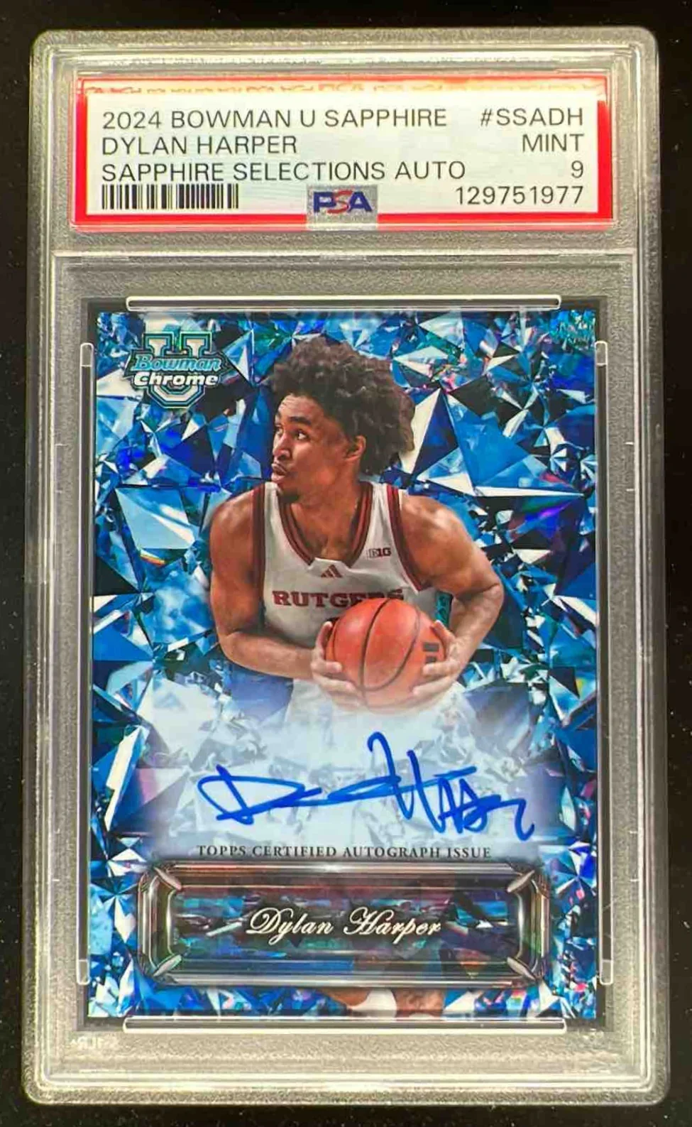 2024-25 Bowman University Chrome Sapphire Selections #DH Dylan Harper Auto PSA 9