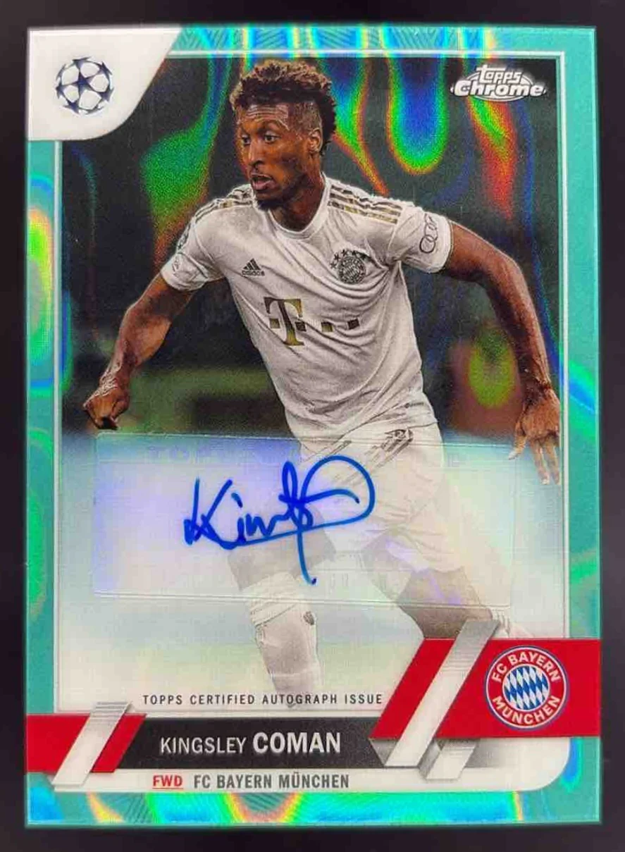 2022 Topps Chrome UEFA Club Autographs Aqua Lava #CA-KC Kingsley Coman Auto