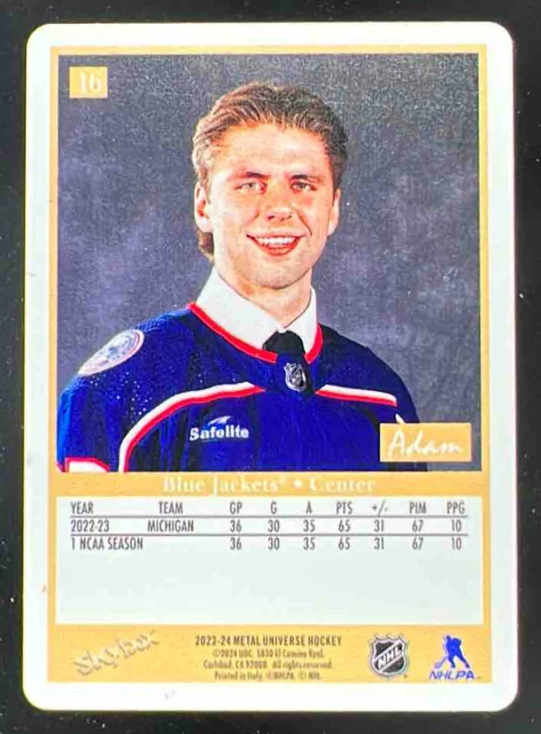 2023-24 Skybox Metal Universe 1990 Skybox Metal Retros #16 Adam Fantilli - Image 2