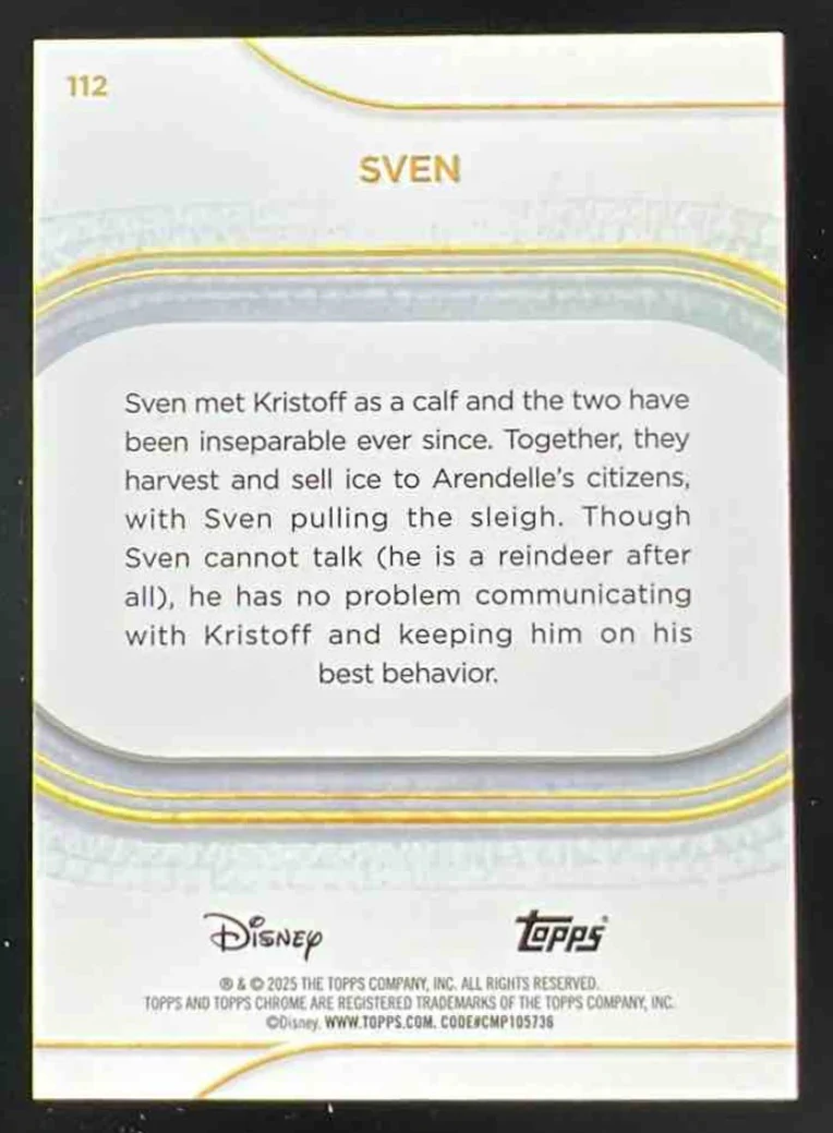 2025 Topps Chrome Disney Sapphire Purple Refractor #112 Sven /15 - Image 2