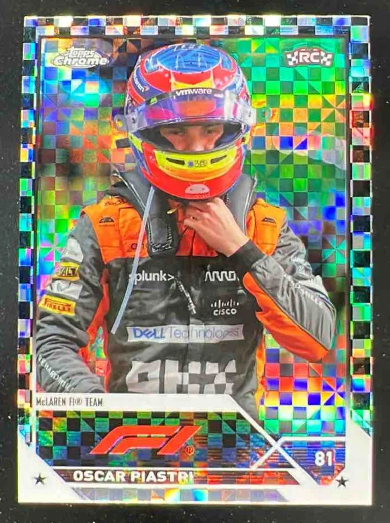 2023 Topps Chrome Formula 1 Checker Flag X fractor #41 Oscar Piastri RC