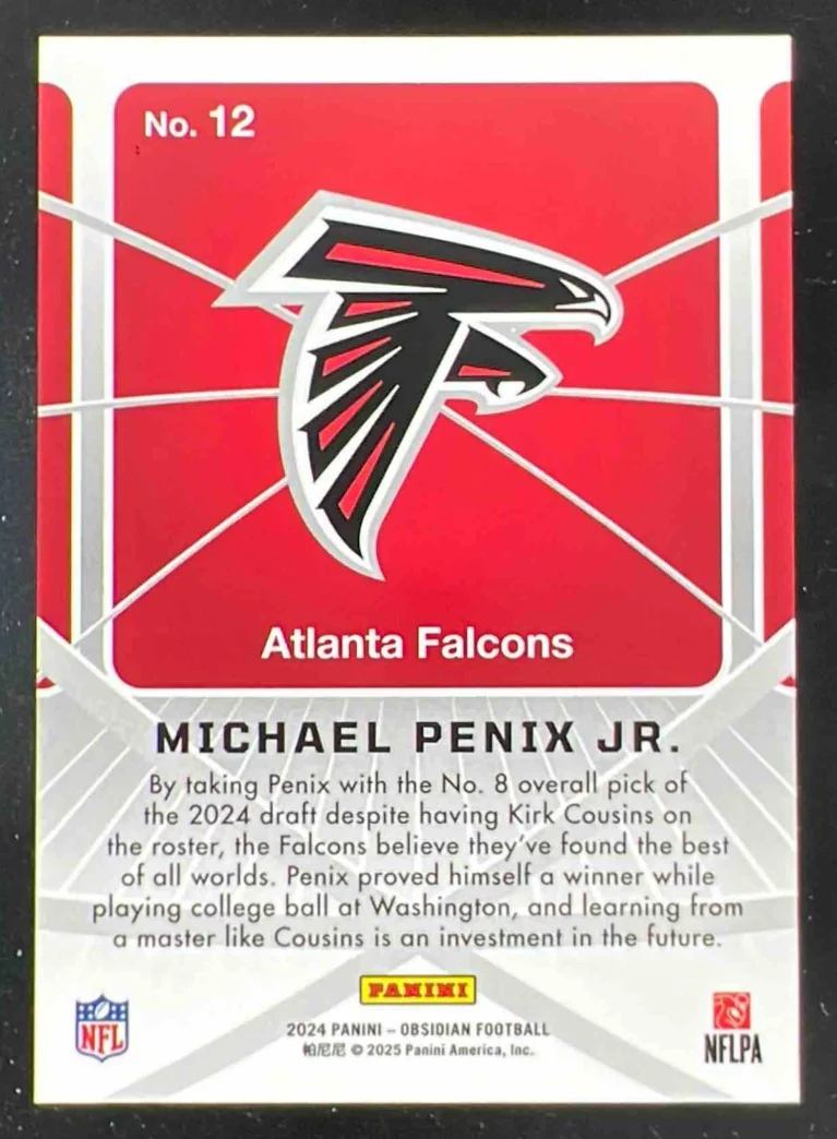 2024 Panini Obsidian Atomic Initials #12 Michael Penix Jr. RC - Image 2