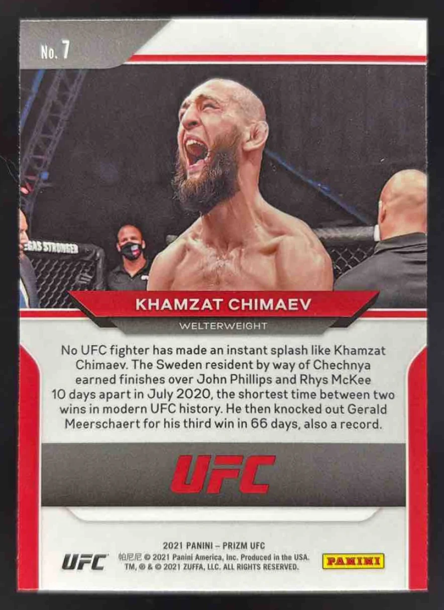 2021 Panini Prizm UFC #7 Khamzat Chimaev RC - Image 2
