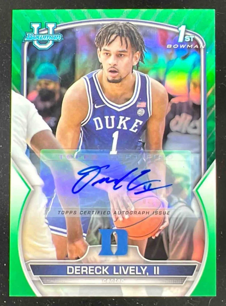 2022-23 Bowman Chrome University Green Refractor #100 Dereck Lively II Auto /99