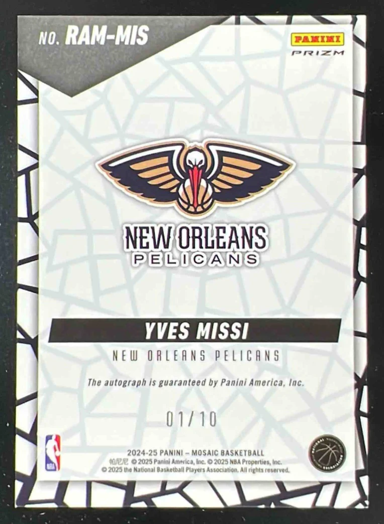 2024-25 Mosaic Mosaic Rookie Autographs Gold #RAM-MIS Yves Missi RC Auto /10 - Image 2