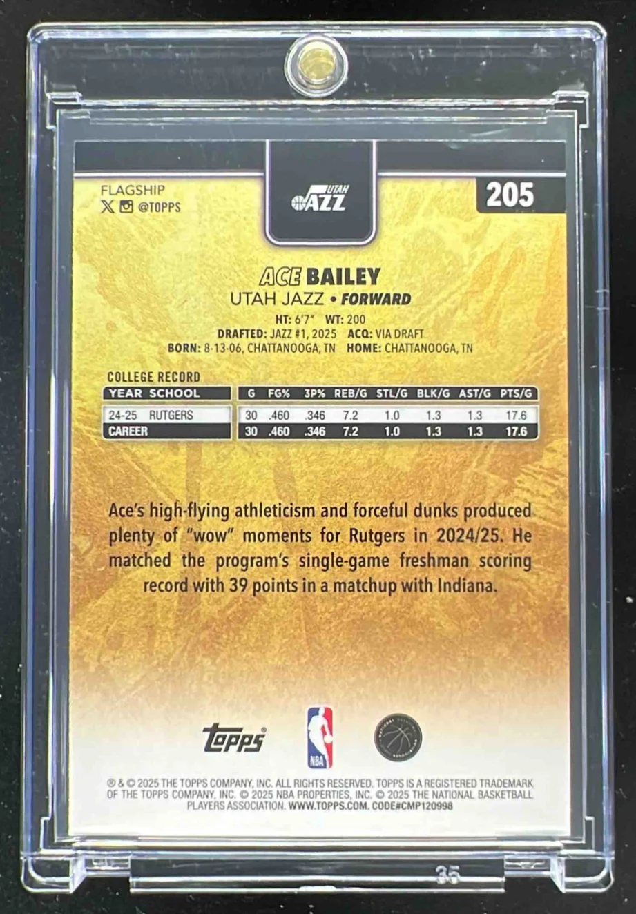 2025-26 Topps Golden Mirror Image Variation SSP #205 Ace Bailey RC - Image 2