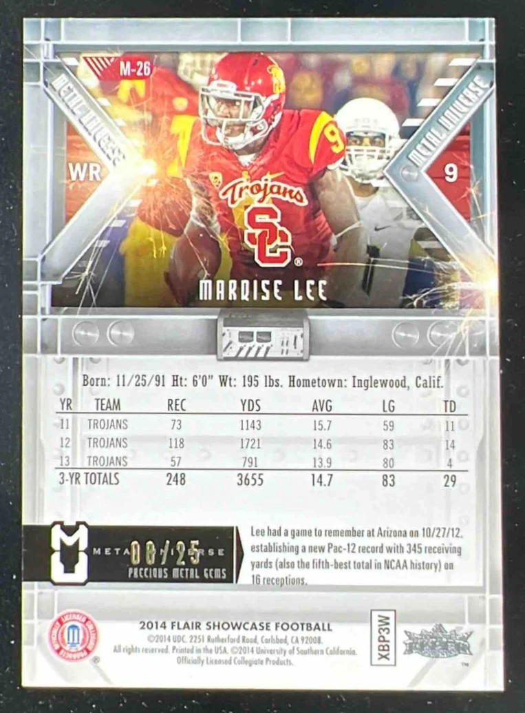 2014 Flair Showcase Football Precious Metal Gems #M-26 Marqise Lee /25 - Image 2