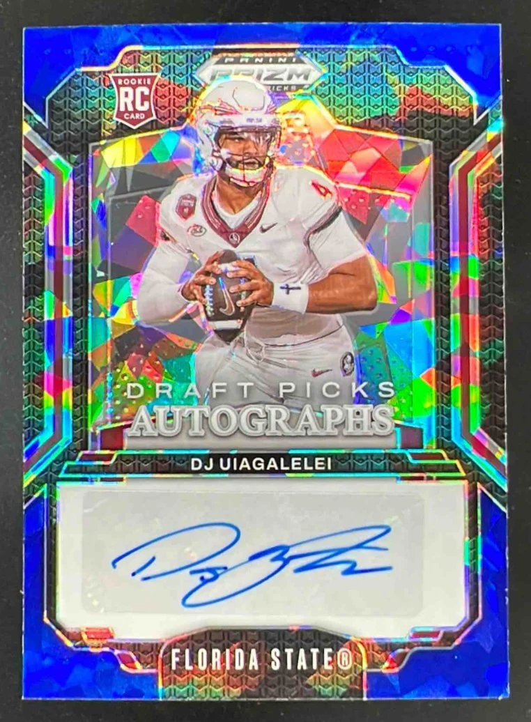 2025 Panini Prizm Draft Autographs Blue Ice Prizm #34 DJ Uiagalelei Auto /149