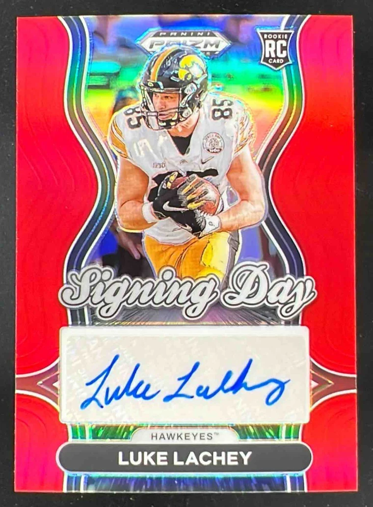 2025 Panini Prizm Draft Picks Signing Day Red Prizm #38 Luke Lachey /399