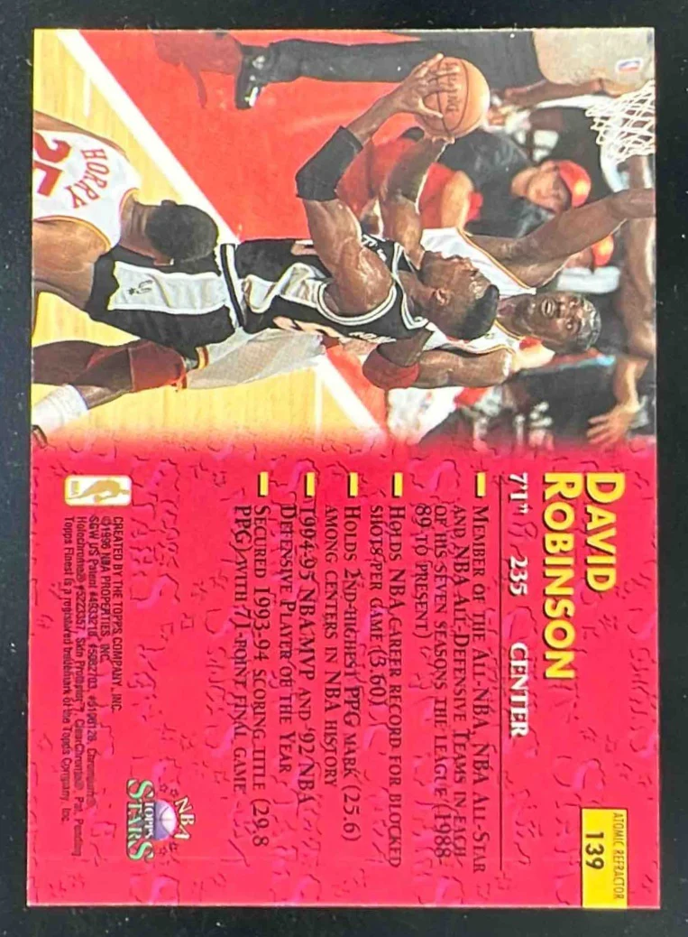 1996-97 Topps Stars Finest Atomic Refractors #139 David Robinson - Image 2