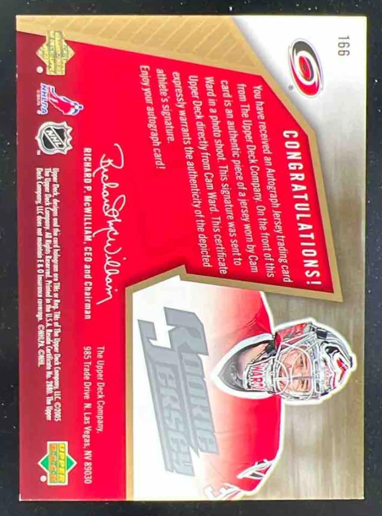 2005-06 SPx #166 Cam Ward RC Autograph Auto /1499 - Image 2