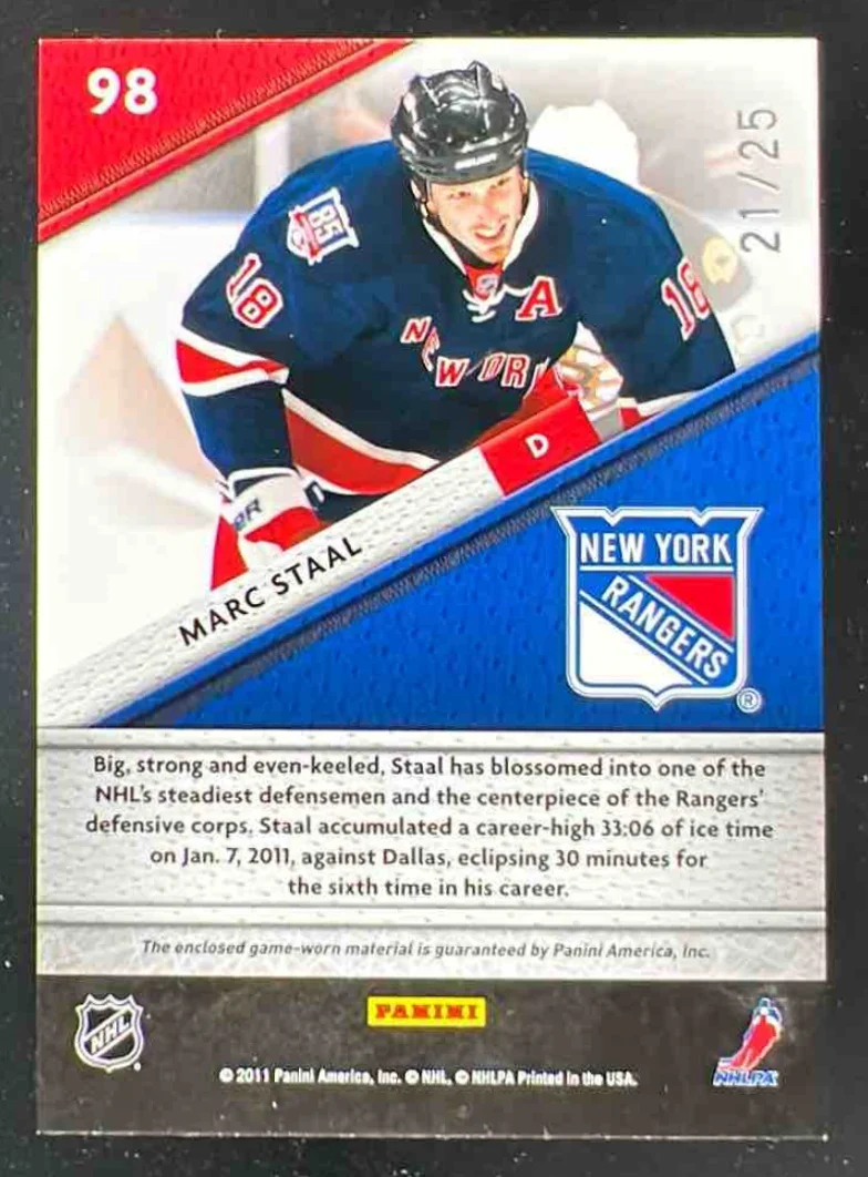2011-12 Panini Certified Fabric of the Game Prime #98 Marc Staal /25 - Image 2