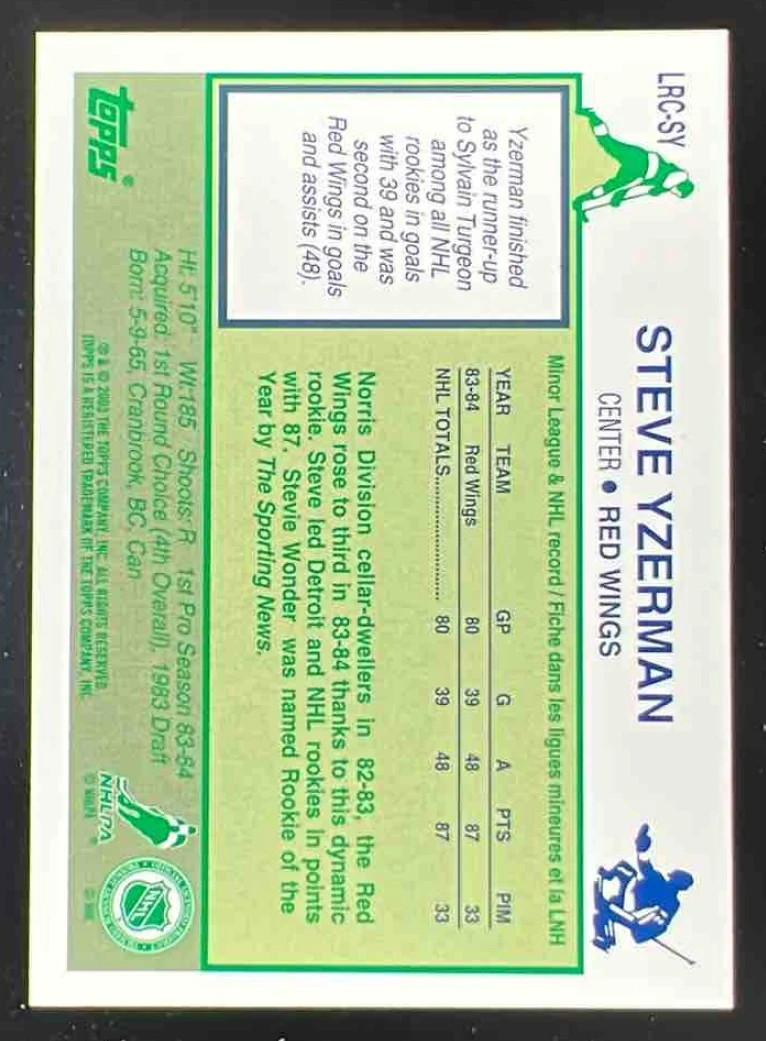 2003-04 O-Pee-Chee Topps Lost Rookie Cards #LRC-SY Steve Yzerman - Image 2