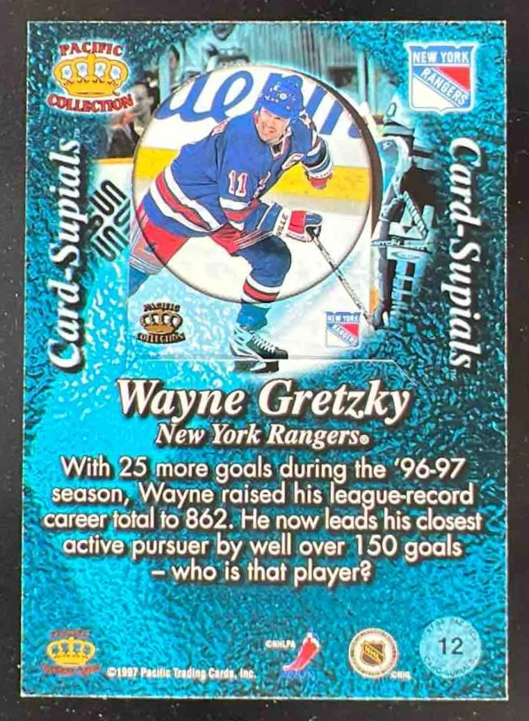 1997-98 Pacific Crown Collection Card Supials #12 Wayne Gretzky - Image 2