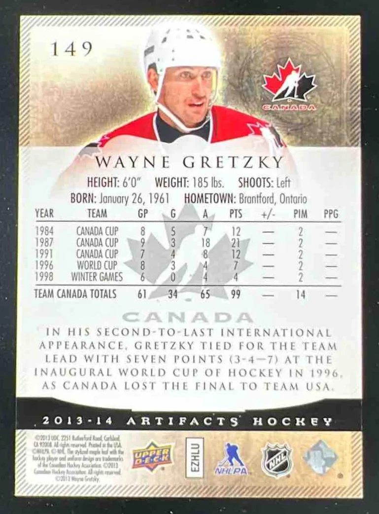 2013-14 Upper Deck Artifacts #149 Wayne Gretzky /999 - Image 2