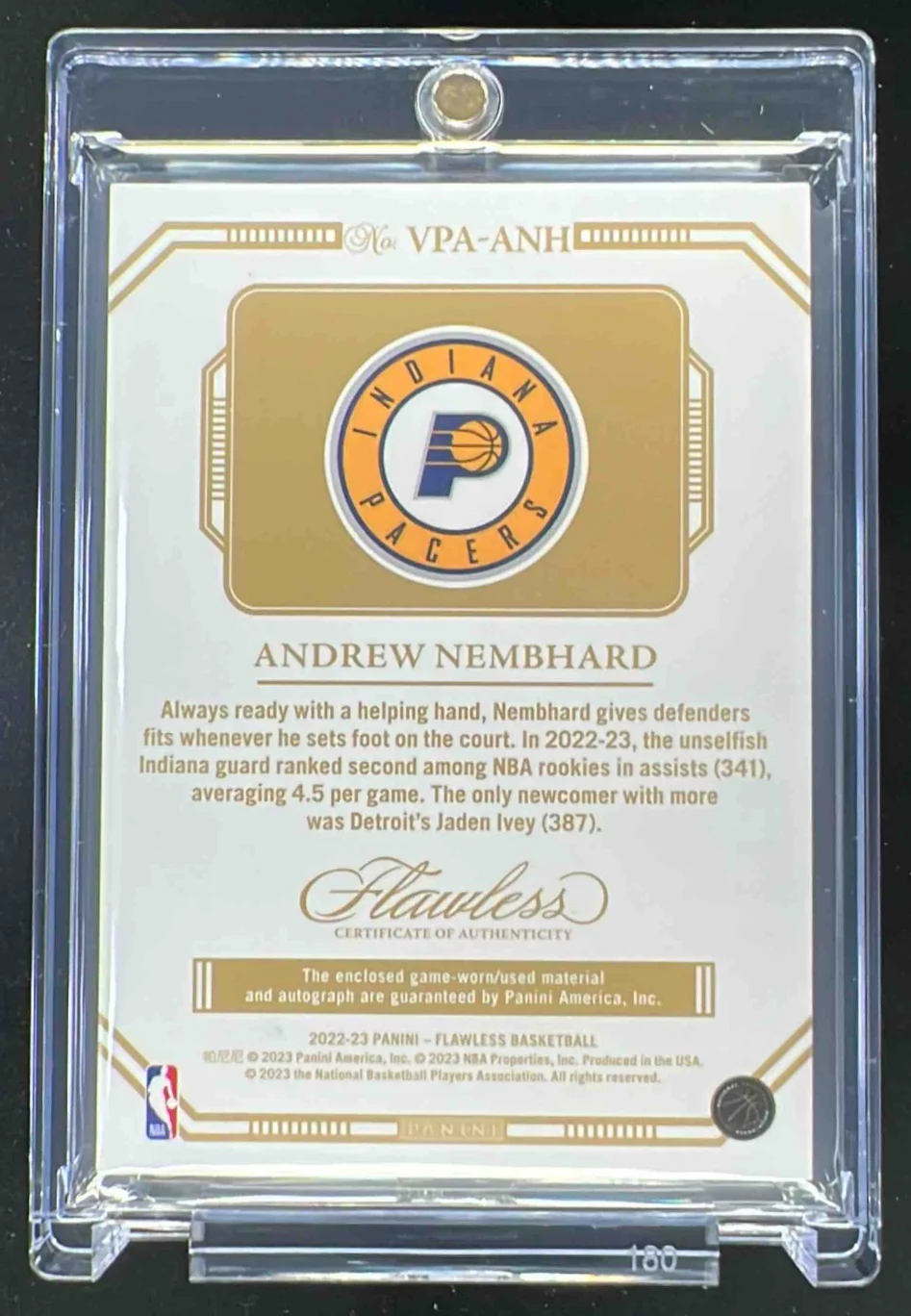 2022-23 Flawless Vertical Patch Auto Andrew Nembhard Autograph RC Auto /25 - Image 2