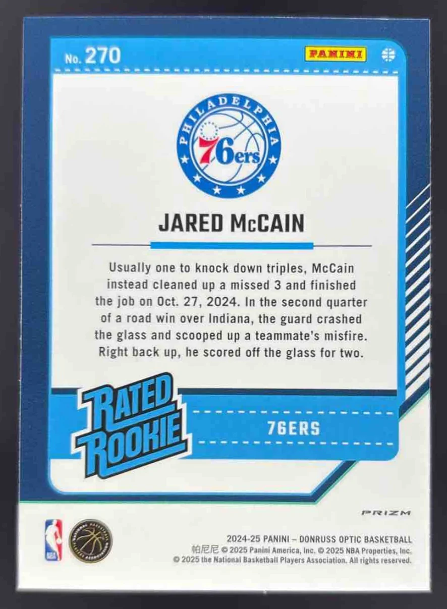 2024-25 Panini Donruss Optic Rated Rookie Red International #270 Jared McCain RC - Image 2