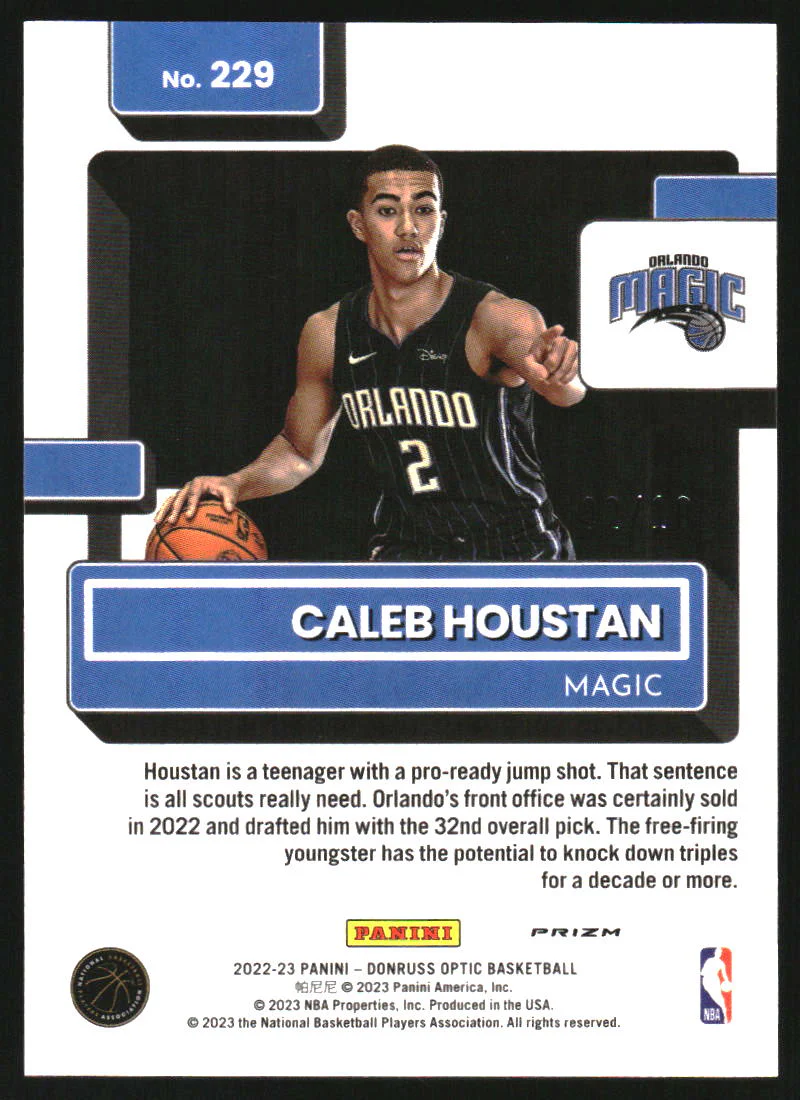 2022-23 Donruss Optic Fast Break Gold #229 Caleb Houstan RR RC Rookie - Image 2