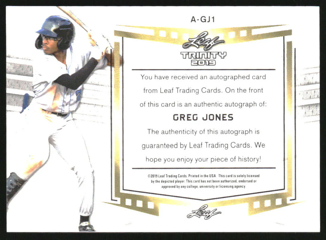 2019 Leaf Trinity Green Spectrum #AGJ1 Greg Jones Autograph Auto /15 - Image 2