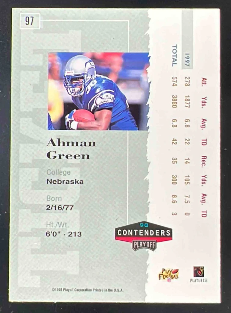 1998 Playoff Contenders Ticket #97 Ahman Green RC Autograph Auto - Image 2