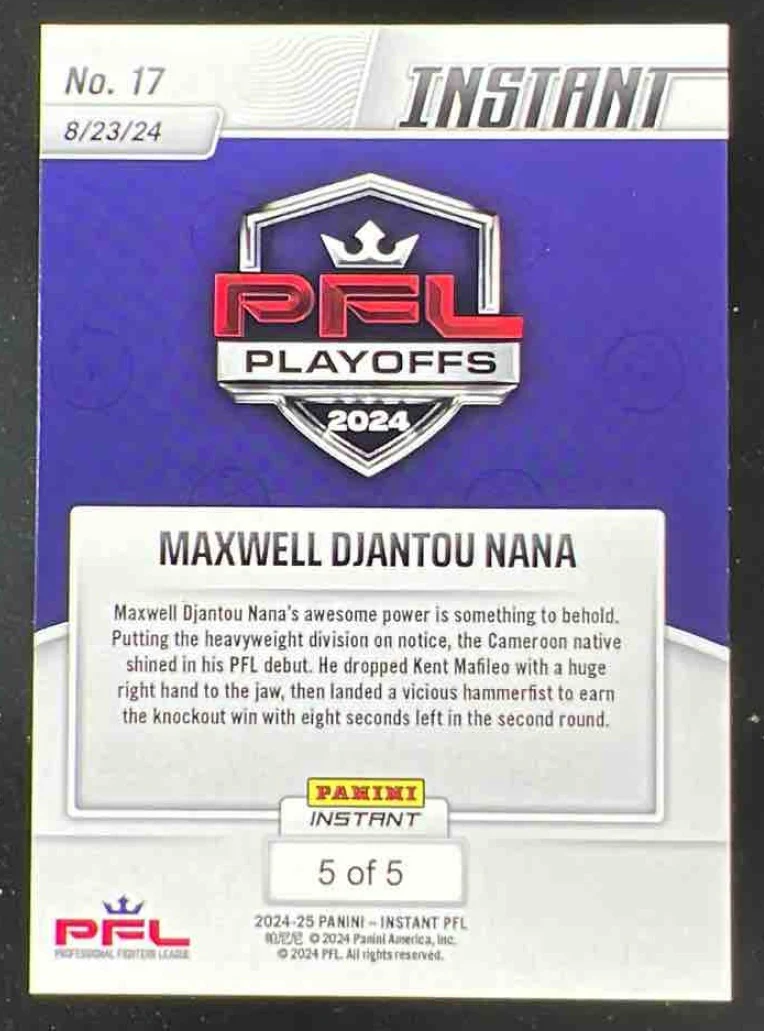 2024 Panini Instant PFL Zebra #17 Maxwell Djantou Nana /5 - Image 2