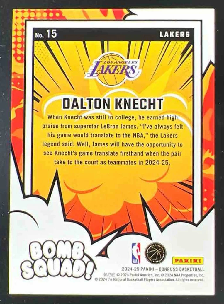 2024-25 Donruss Bomb Squad Holo Blue and Green Laser #15 Dalton Knecht RC /35 - Image 2