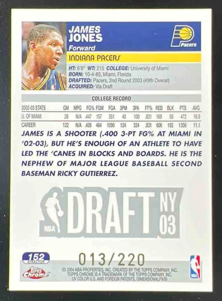 2003-04 Topps Chrome X Fractors #152 James Jones RC /220 - Image 2