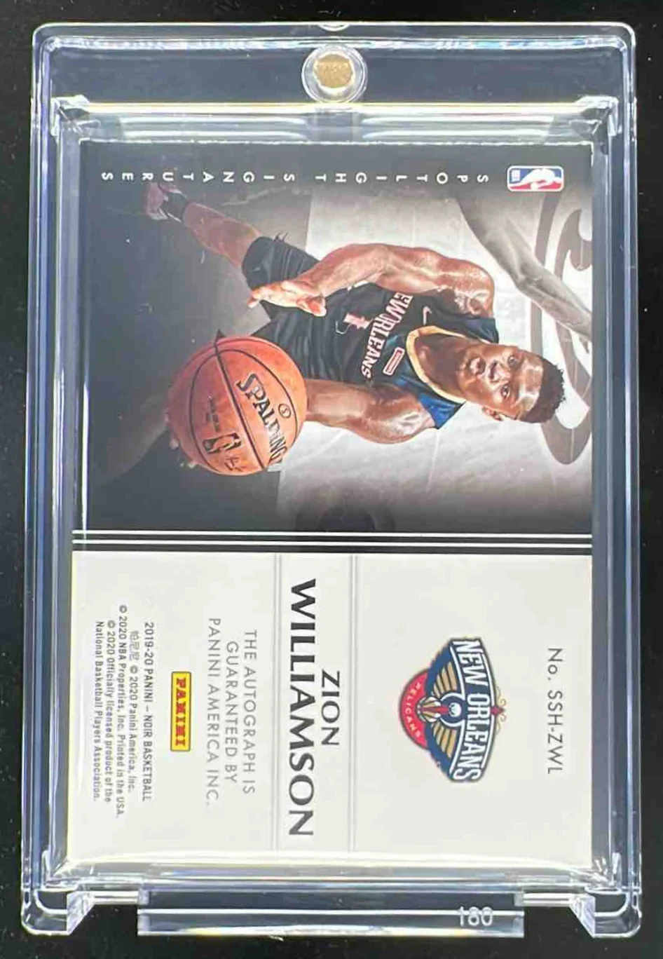 2019-20 Noir Spotlight Horizontal #SSH-ZWL Zion Williamson RC Auto /125 - Image 2