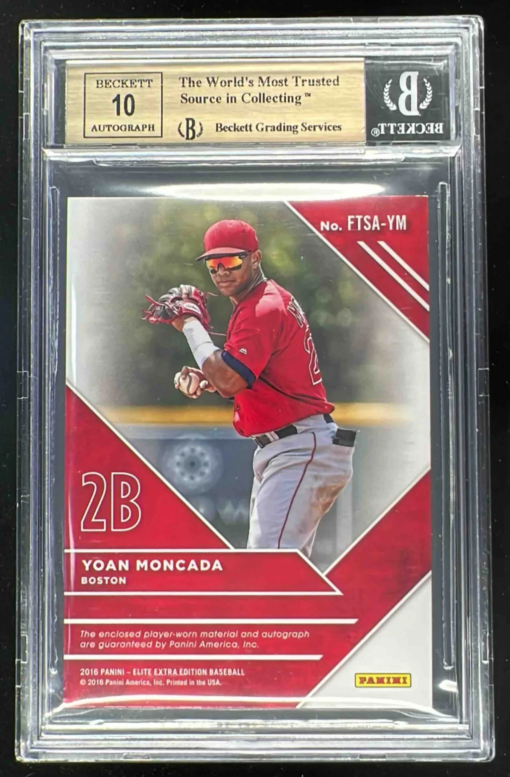 2016 Elite Extra Edition Threads Silhouette Gold Yoan Moncada Auto 1/1 BGS 9.5 - Image 2