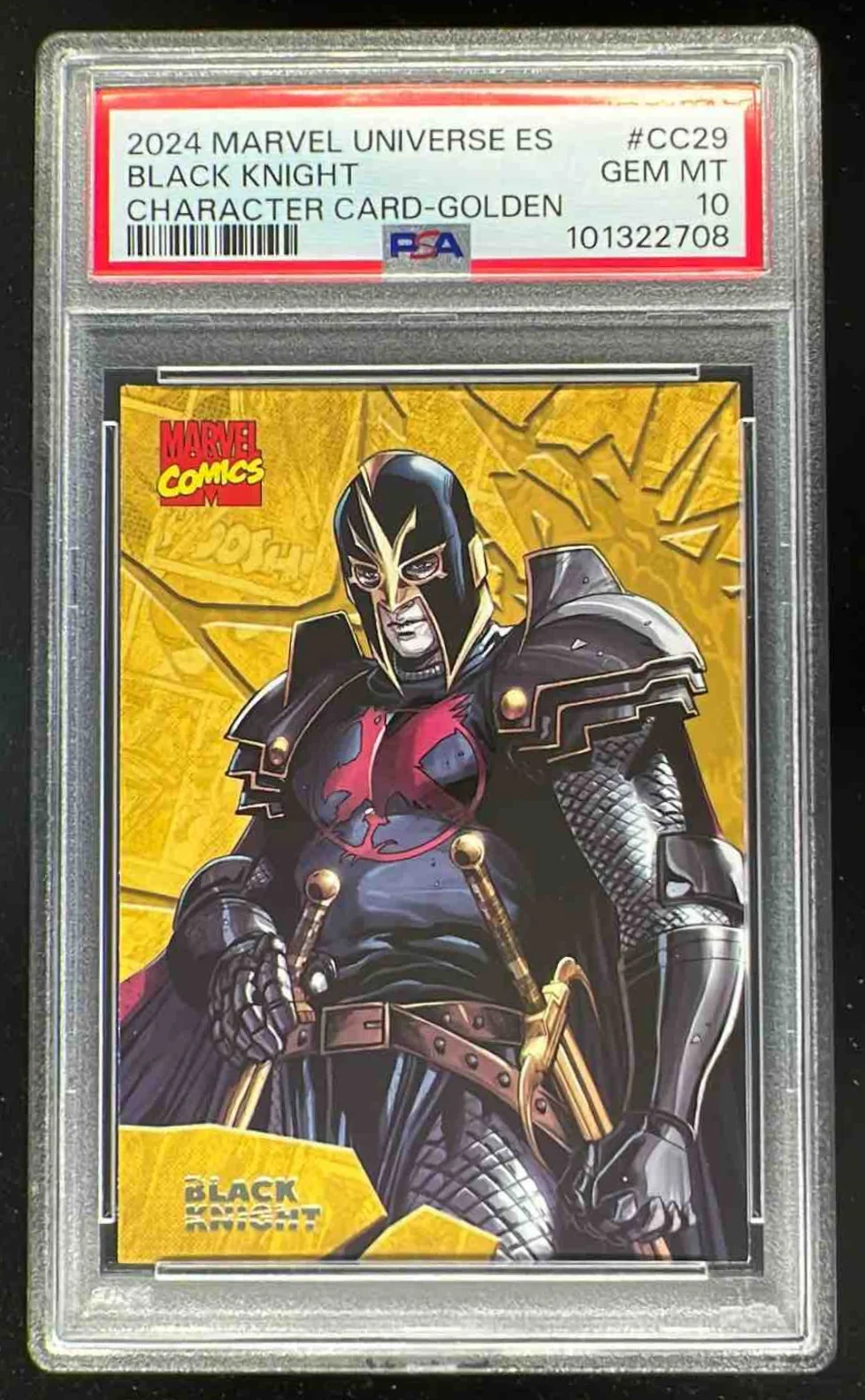2024 Marvel Universe Character Card Golden #CC29 Black Knight /100 PSA 10