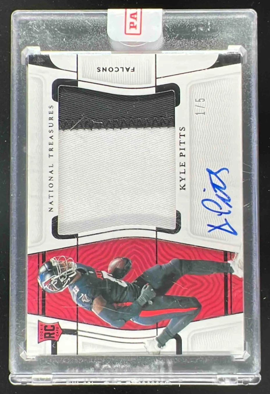 2021 National Treasures Rookie Material RPS Black #RMS-KP Kyle Pitts RC Auto /5