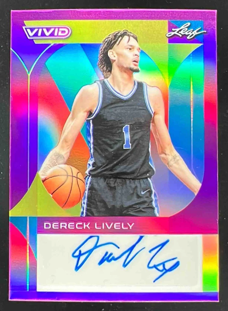 2022-23 Leaf Vivid Purple #BA-DL2 Dereck Lively Auto /5