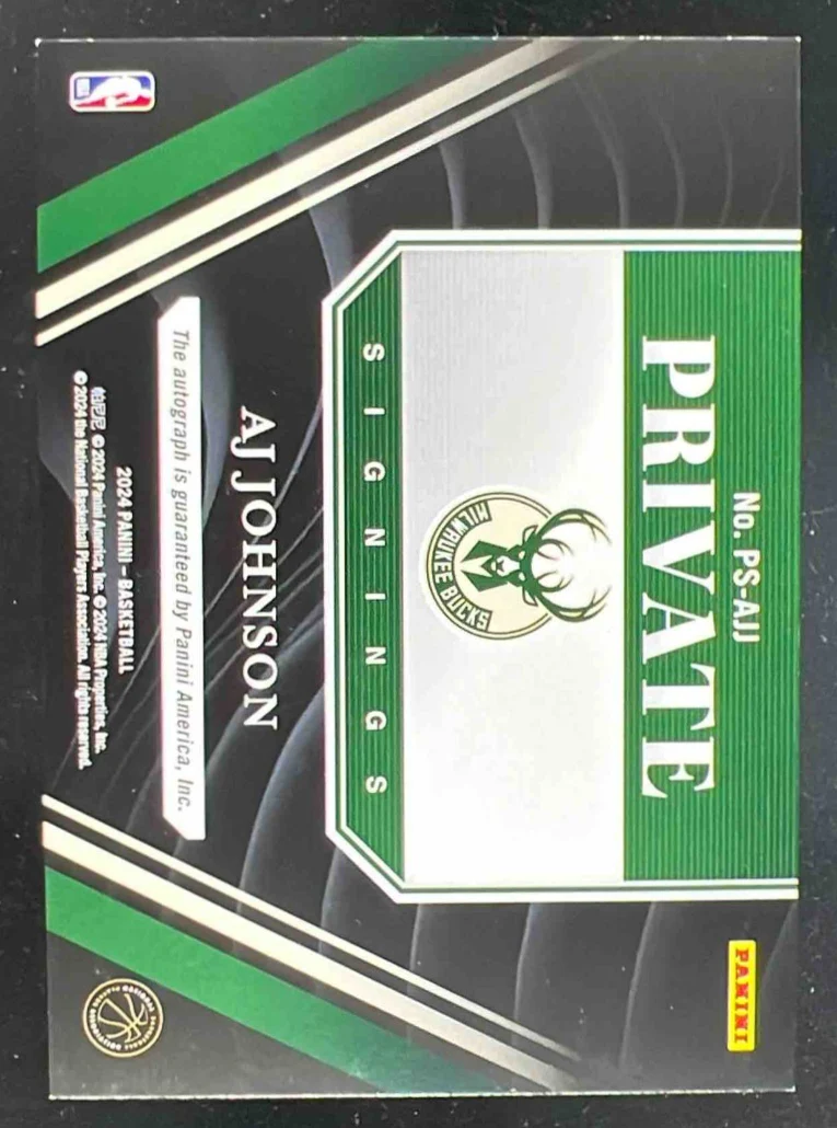 2024 Panini Private Signings #PS-AJJ AJ Johnson Autograph Auto RC Auto - Image 2