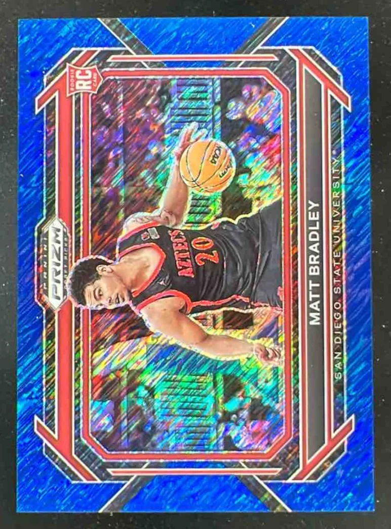 2023-24 Panini Prizm Draft Picks Blue Shimmer Prizm FOTL #27b Matt Bradley /19