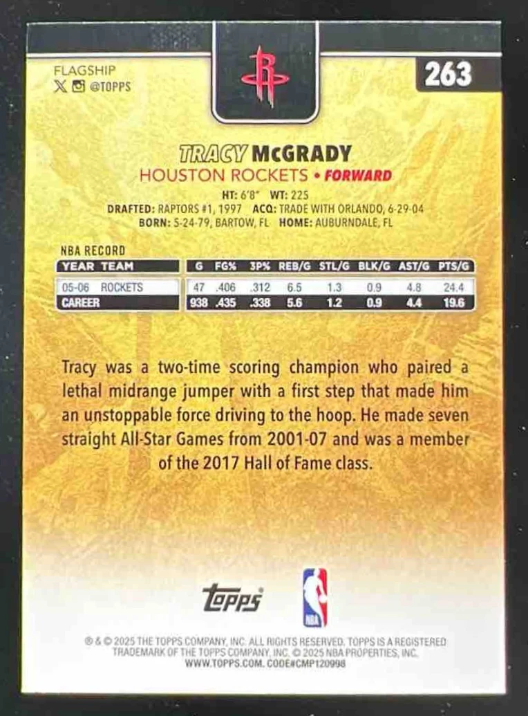 2025-26 Topps Golden Mirror Image Variation SSP #263 Tracy McGrady - Image 2