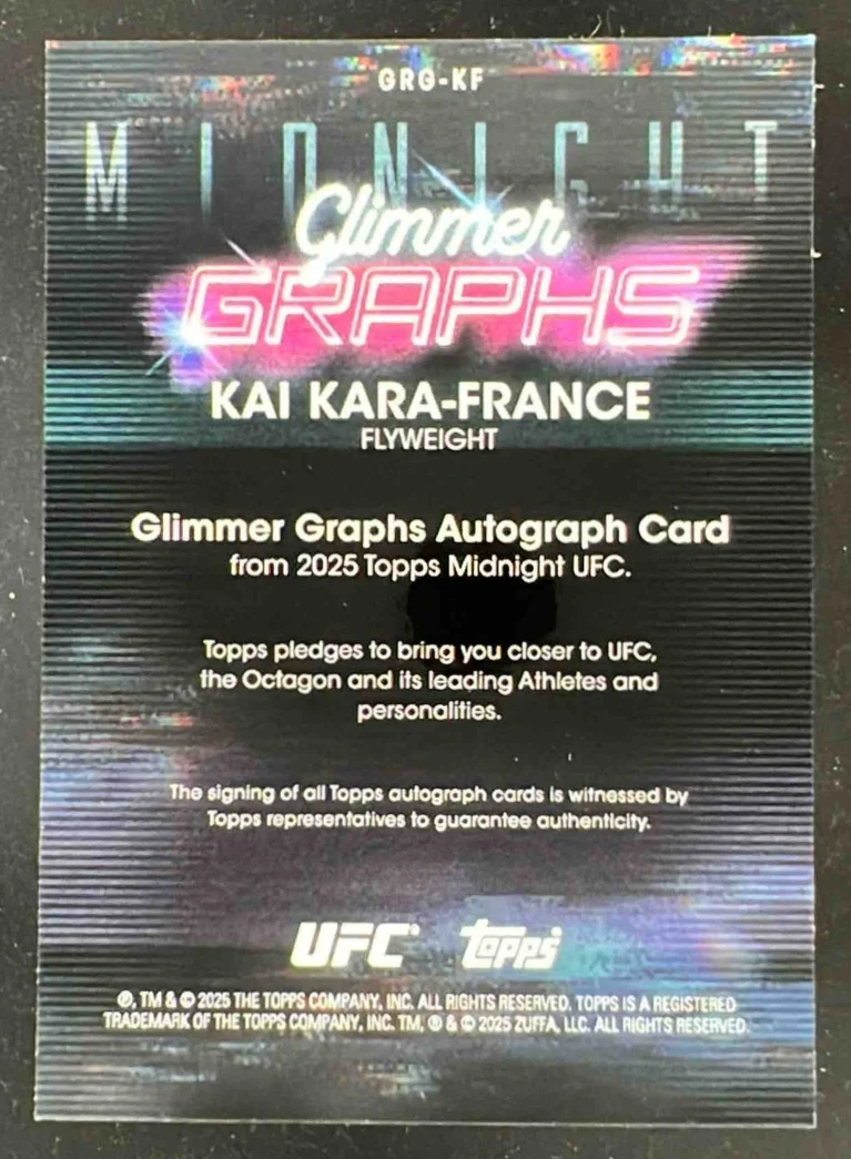 2025 Topps UFC Midnight Glimmer Graphs #GRG-KF Kai Kara-France Auto - Image 2