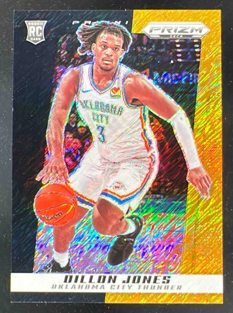 2024-25 Panini Prizm Deca Black Gold Shimmer Prizm FOTL #75 Dillon Jones RC /8