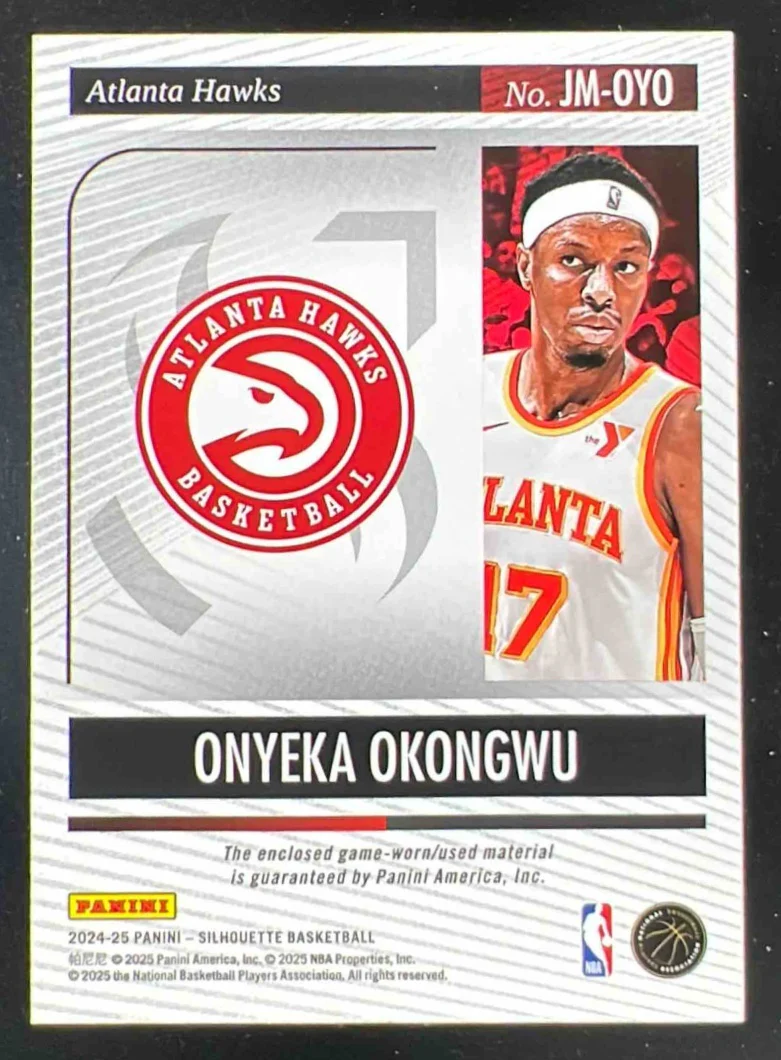 2024-25 Silhouette Jumbo Memorabilia Holo Platinum #JM-ONO Onyeka Okongwu /5 - Image 2