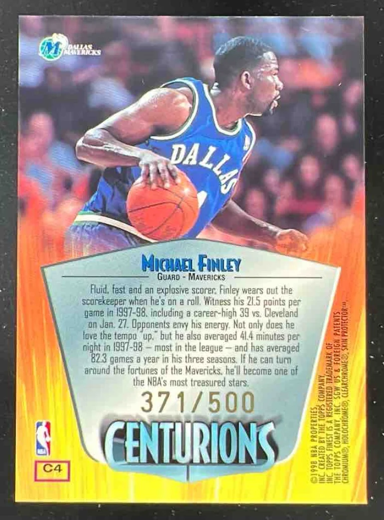 1998-99 Topps Finest Centurions #C4 Michael Finley /500 - Image 2