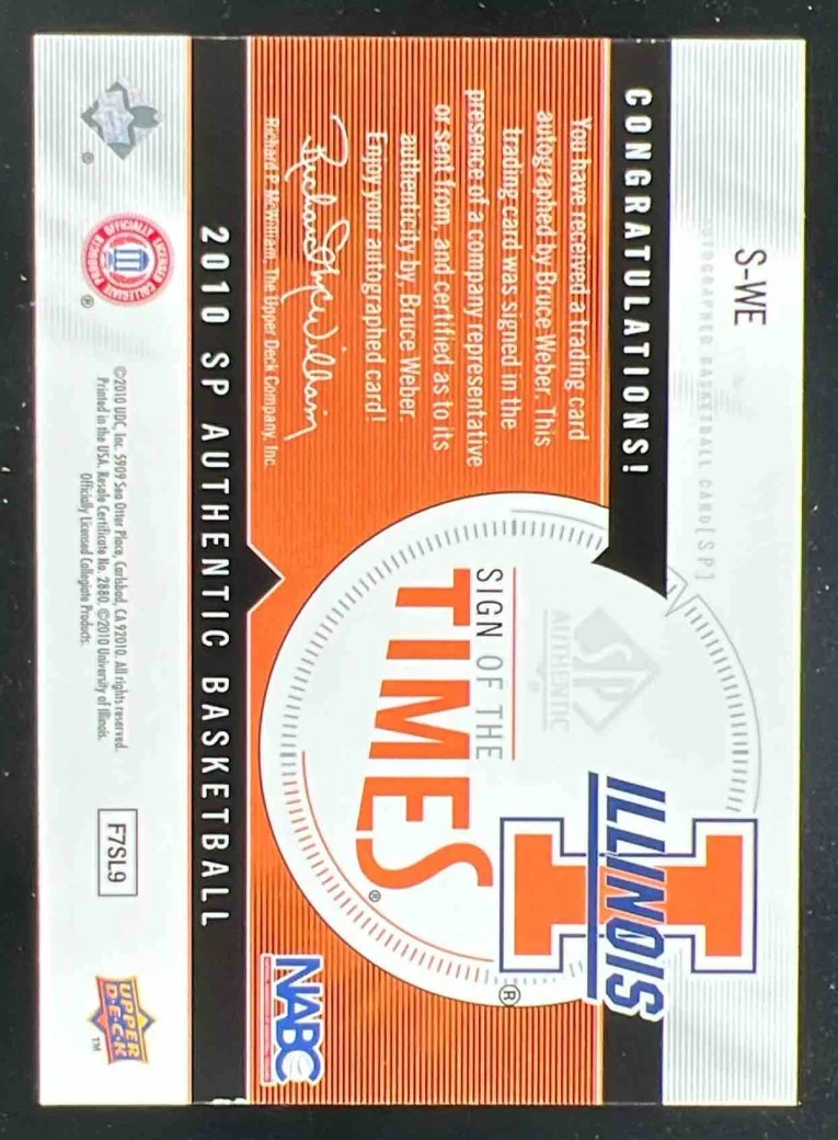 2010-11 SP Authentic Sign of the Times #S-WE Bruce Weber Auto - Image 2