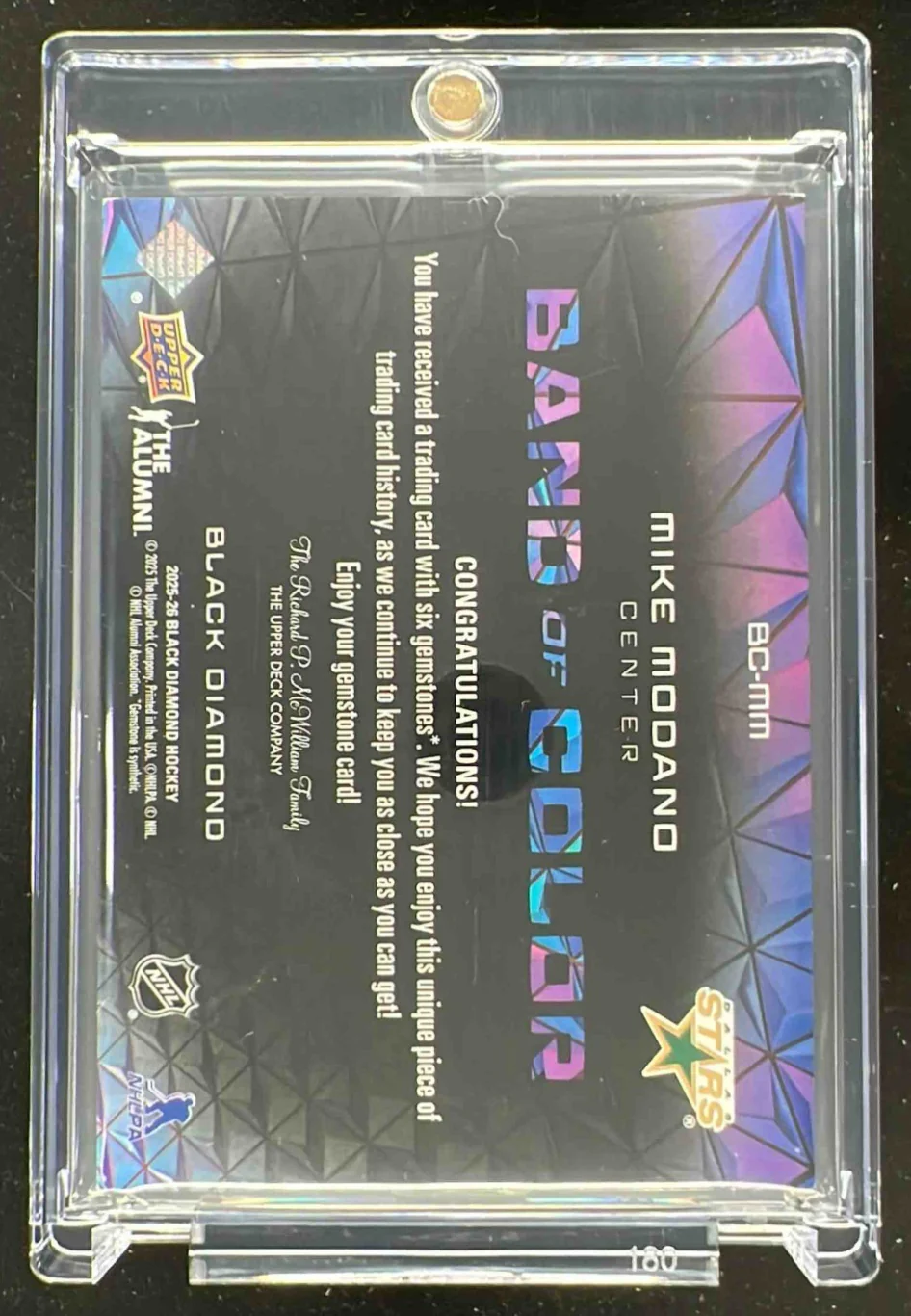 2025-26 Upper Deck Black Diamond Band of Color #BC-MM Mike Modano /25 - Image 2