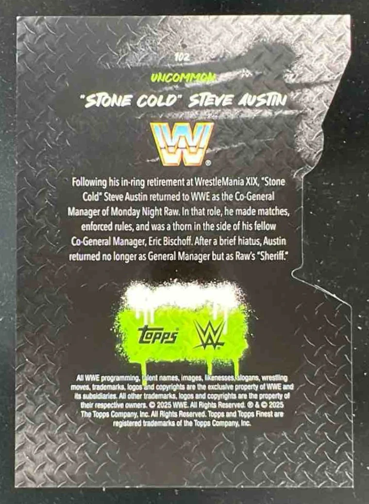 2025 Topps Finest WWE Die-Cut Refractor #102 "Stone Cold" Steve Austin /35 - Image 2
