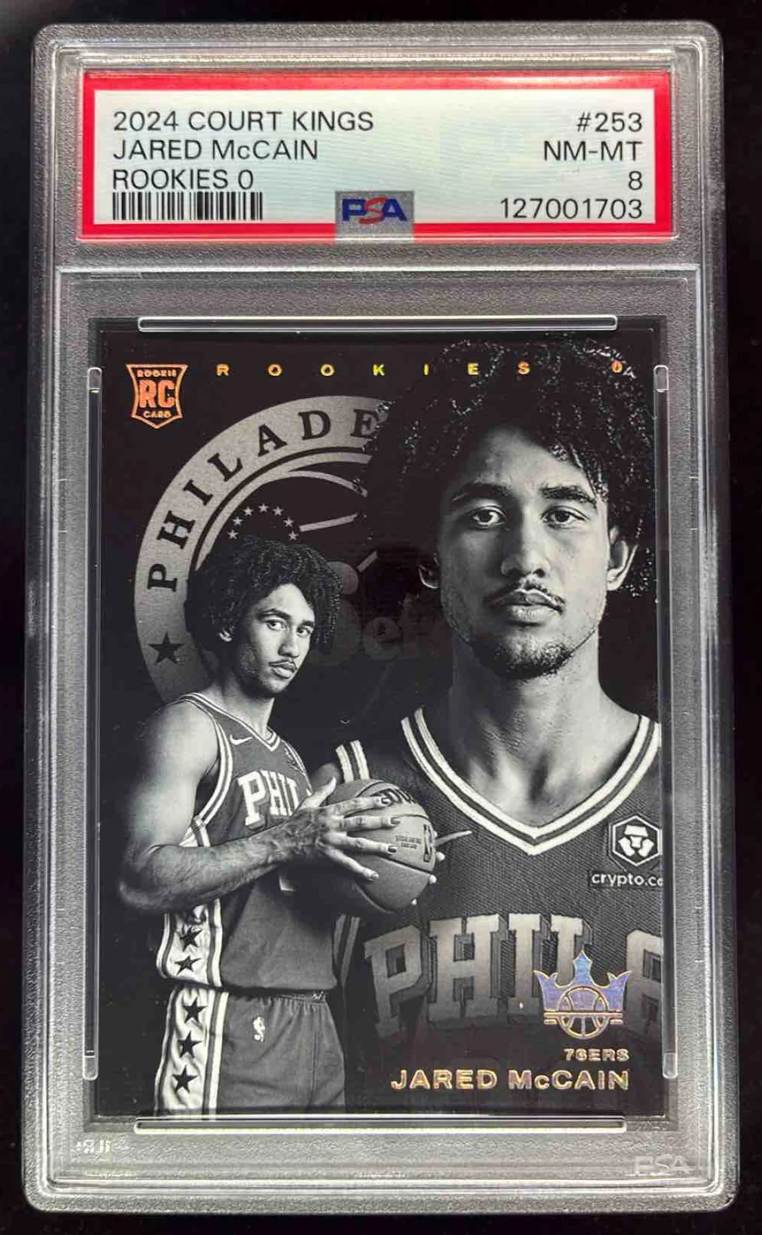 2024-25 Panini Court Kings Rookies 0 #253 Jared McCain RC PSA 8