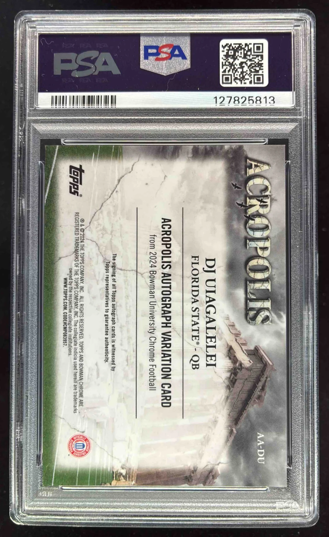 2024 Bowman Chrome Acropolis SuperFractor DJ Uiagalelei Auto 1/1 PSA 8 - Image 2