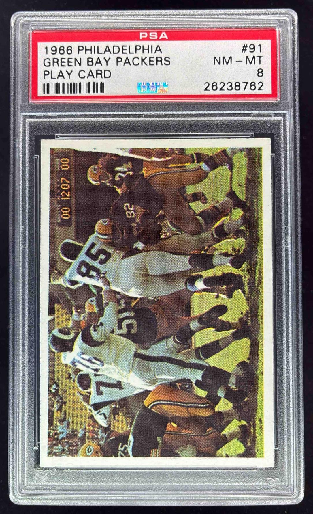 1966 Philadelphia #91 Packers vs Rams PSA 8