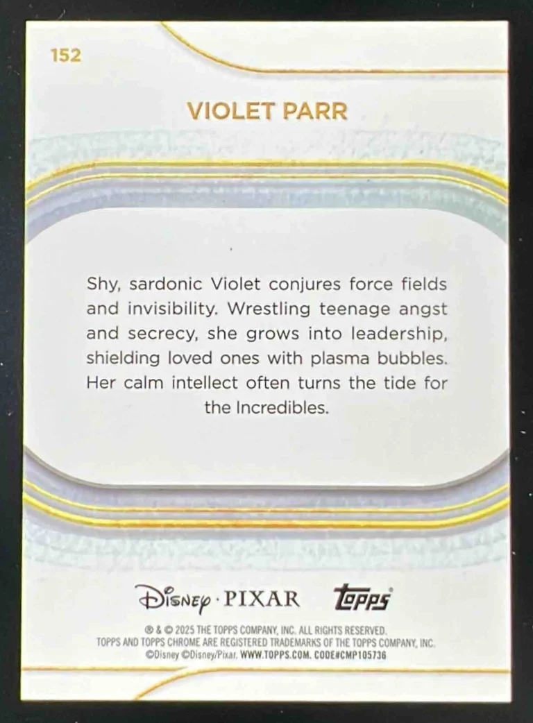 2025 Topps Chrome Disney Black Mini Diamonds Refractor #152 Violet Parr /10 - Image 2