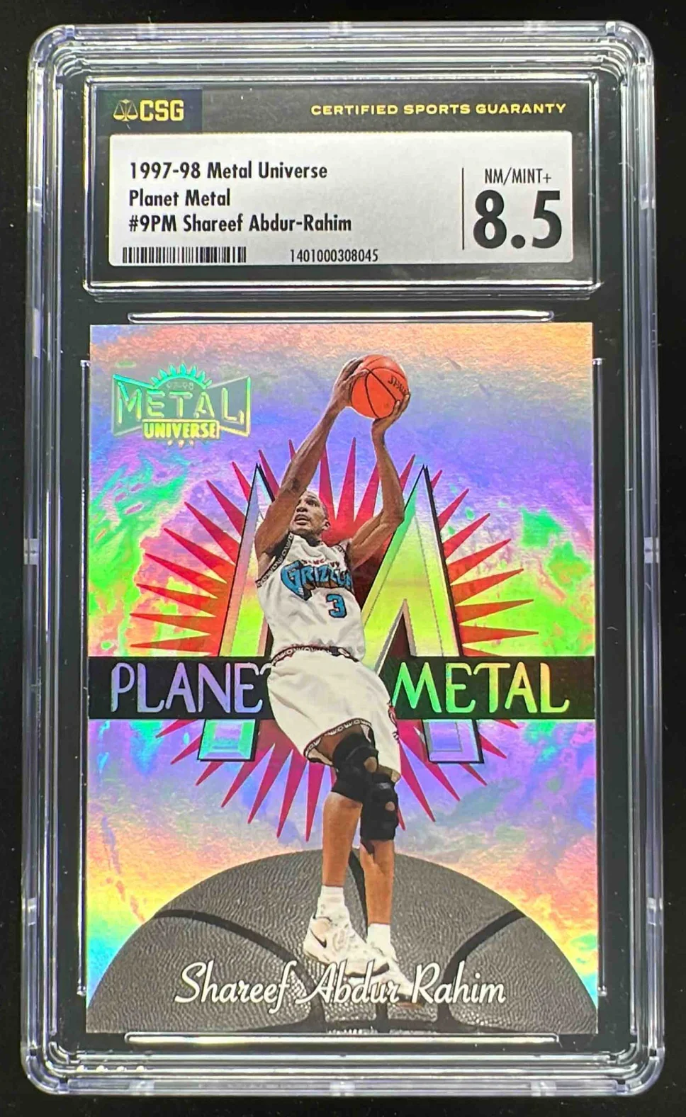 1997-98 Skybox Metal Universe Planet Metal #9 PM Shareef Abdur-Rahim CSG 8.5