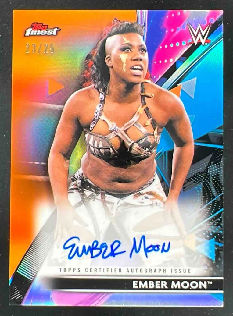 2021 Topps Finest WWE Superstar Autographs Orange #RA-EM Ember Moon Auto /25