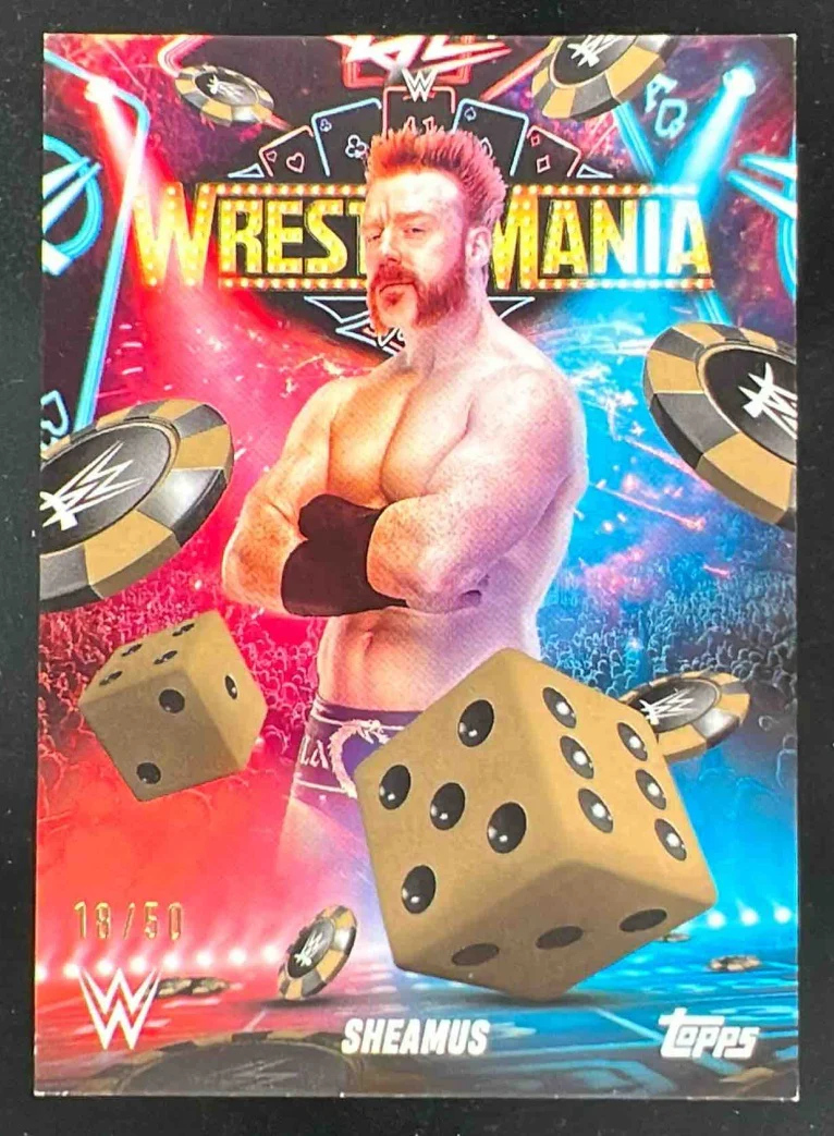 2025 Topps WWE WrestleMania Las Vegas Exclusive Gold #WM29 Sheamus /50