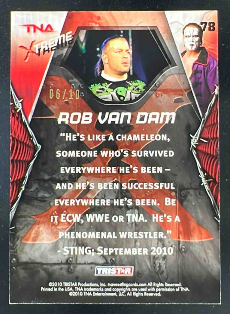 2010 TriStar TNA Xtreme Gold #78 Rob Van Dam /10 - Image 2